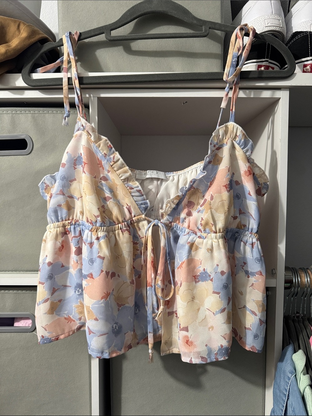 Pastel Floral Tie-Front Camisole - Multicolor